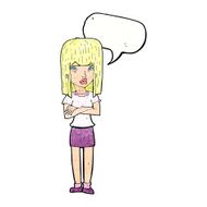 cartoon woman standing with speech bubble N22