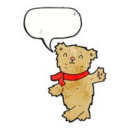 cartoon waving teddy bear with speech bubble N35