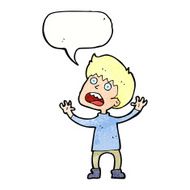 cartoon stressed boy with speech bubble N10