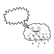 cartoon rain cloud with speech bubble N16