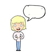 cartoon happy woman with speech bubble N265