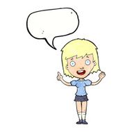 cartoon woman pointing with speech bubble N223