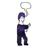 cartoon vampire waving hands with speech bubble N11