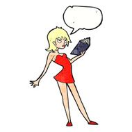 cartoon woman reading book with speech bubble N11