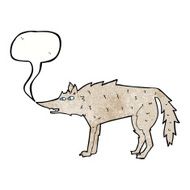 cartoon wolf with speech bubble N21