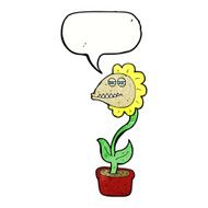 cartoon monster flower with speech bubble N11