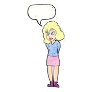 cartoon confused woman with speech bubble N89