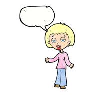 cartoon tired woman with speech bubble N31