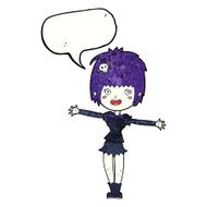 cartoon happy vampire girl with speech bubble N41