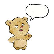 cartoon happy little teddy bear with speech bubble N9