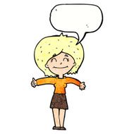cartoon woman giving thumbs up sign with speech bubble N11