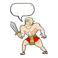 cartoon fantasy hero man with speech bubble N11