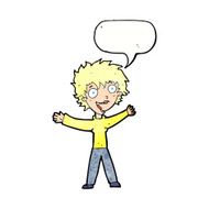 cartoon excited woman with speech bubble N136