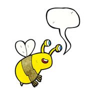cartoon happy bee with speech bubble N22