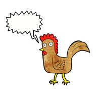 cartoon chicken with speech bubble N19