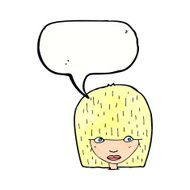 cartoon female face staring with speech bubble N6