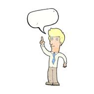 cartoon friendly man with idea speech bubble N11