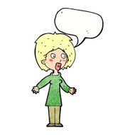 cartoon surprised woman with speech bubble N254