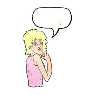 cartoon surprised woman with speech bubble N255