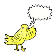 cartoon waving bird with speech bubble N22