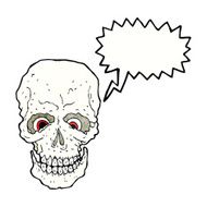 cartoon spooky skull with speech bubble N157