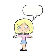 cartoon happy girl with speech bubble N91