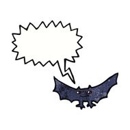 cartoon spooky vampire bat with speech bubble N8