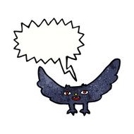 cartoon spooky vampire bat with speech bubble N9