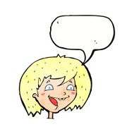 cartoon happy girl with speech bubble N92