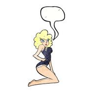 cartoon pin-up woman with speech bubble N10