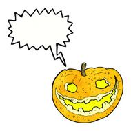 cartoon spooky pumpkin with speech bubble N21