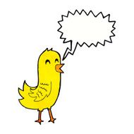 cartoon happy bird with speech bubble N39