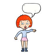 cartoon surprised woman with speech bubble N256