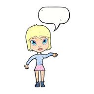 cartoon woman waving hand with speech bubble N10