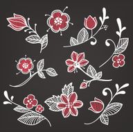 vector floral elements in naive hand drown style