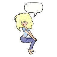 cartoon woman with big hair speech bubble N11