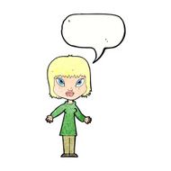 cartoon woman with open arms speech bubble N103