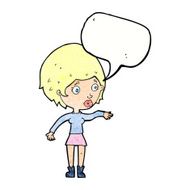 cartoon concerned woman reaching out with speech bubble N11