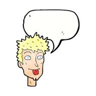 cartoon man sticking out tongue with speech bubble N31
