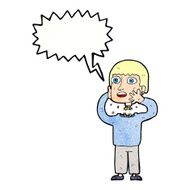 cartoon secret robot with speech bubble N11