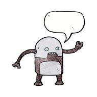 funny cartoon robot with speech bubble N53
