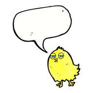 funny cartoon bird with speech bubble N134