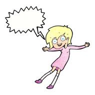 cartoon crazy excited girl with speech bubble N10
