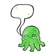 cartoon alien squid face with speech bubble N30