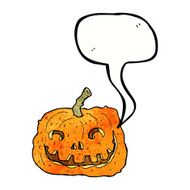 cartoon pumpkin with speech bubble N19