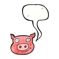 cartoon pig face with speech bubble N11