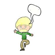 cartoon mustache man disco dancing with speech bubble N11