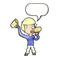 cartoon man drinking beer with speech bubble N11