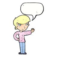cartoon woman waving with speech bubble N345