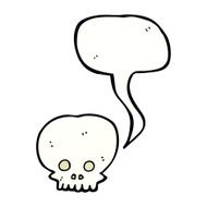 cartoon spooky skull symbol with speech bubble N3